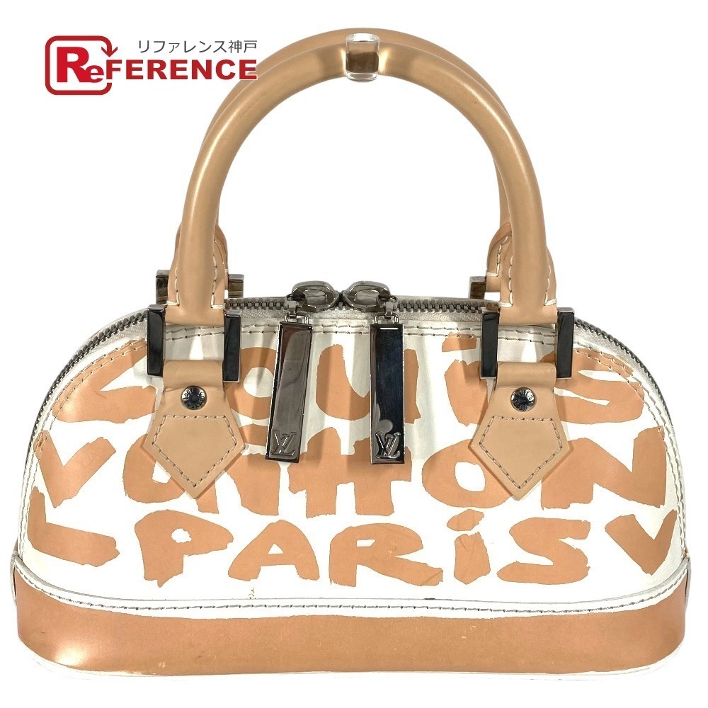 LOUIS VUITTON Monogram Graffiti Alma Handbag Leather Beige
